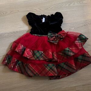 Toddler Holiday Tulle Dress with Plaid Trim
